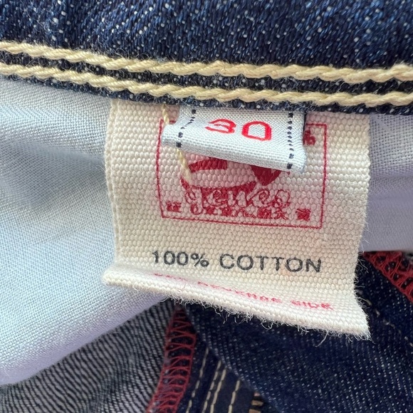 EVISU Indigo Genes Japan Selvedge Denim Jeans Low Rise Bootcut Size 30 Dark Wash - Picture 12 of 15